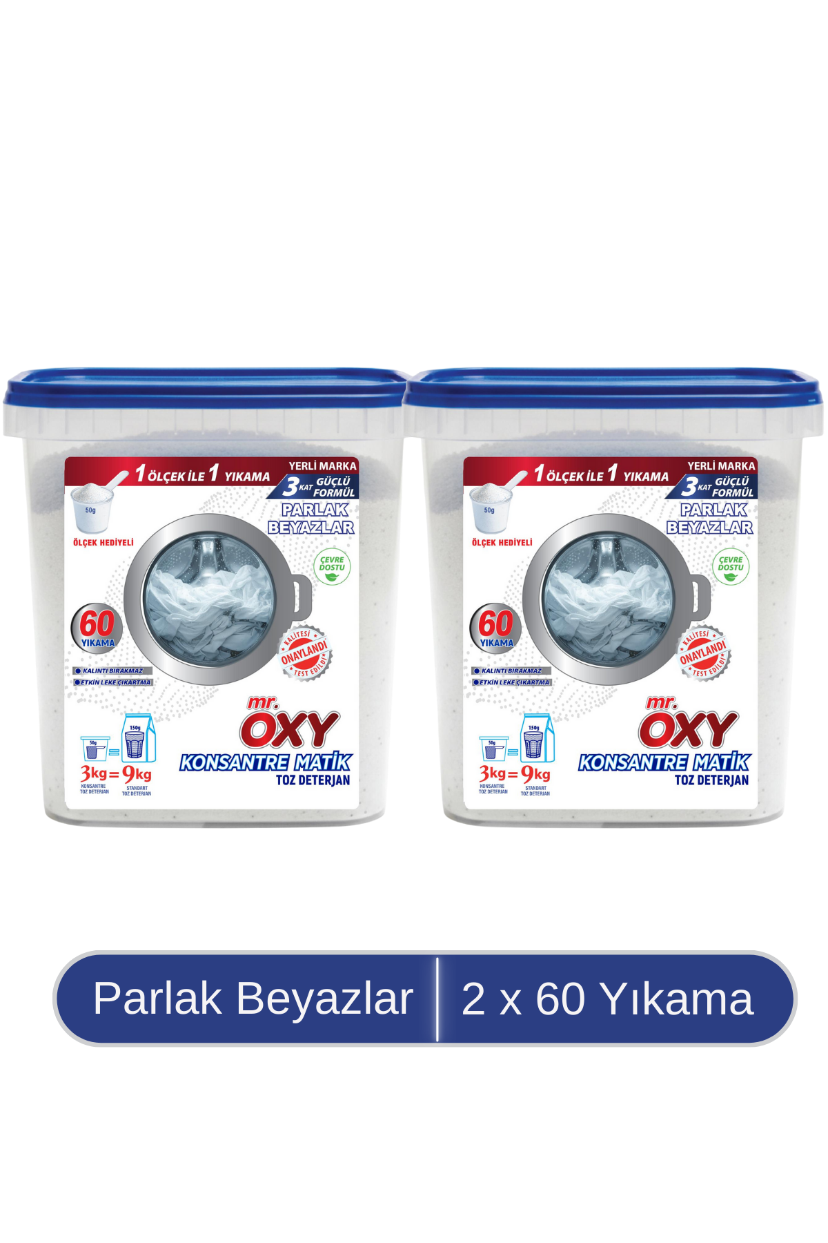 Mr. Oxy Konsantre Matik Toz Çamaşır Deterjanı 3 kg- Parlak Beyazlar İkili