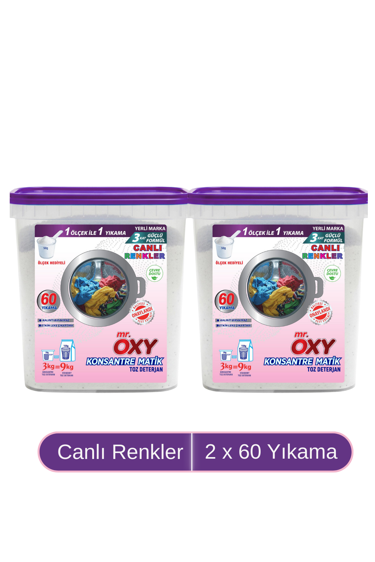 Mr.Oxy Konsantre Matik Toz Çamaşır Deterjanı 3 kg - Canlı Renkliler İkili