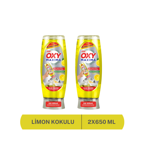 Mr.Oxy Maxima Elde Yıkama Bulaşık Deterjanı 650 ml- Limon Kokulu İkili