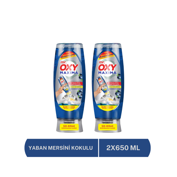 Mr.Oxy Maksima Elde Yıkama Bulaşık Deterjanı 650 ml -Yaban Mersini Kokulu İkili
