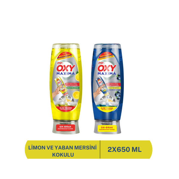 Mr.Oxy Maxima Elde Yıkama Bulaşık Deterjanı 650 ml Limon ve Yaban Mersini