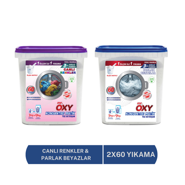Mr.Oxy Konsantre Matik Toz Çamaşır Deterjanı 3 kg - Parlak Beyazlar & Canlı Renkliler