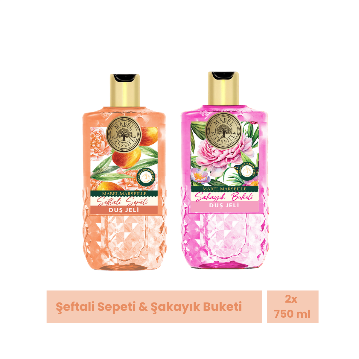 Mabel Marseille Duş Jelli Şeftali Sepeti & Şakayık Buketi 750 ml